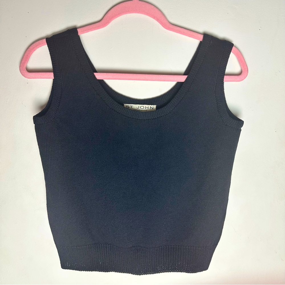 St. John Separates Santana Black Knit Top | Size Small | Dry Clean Only